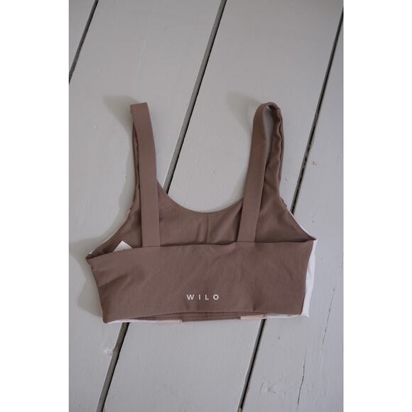 Wilo The Label Women’s colorblock scoop Sport bra Brown White Size M Yoga Gym - Picture 2 of 5